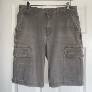 Duluth Trading Co Mens Size 34 Flex Fire Hose Cargo Shorts Relaxed Fit Gray